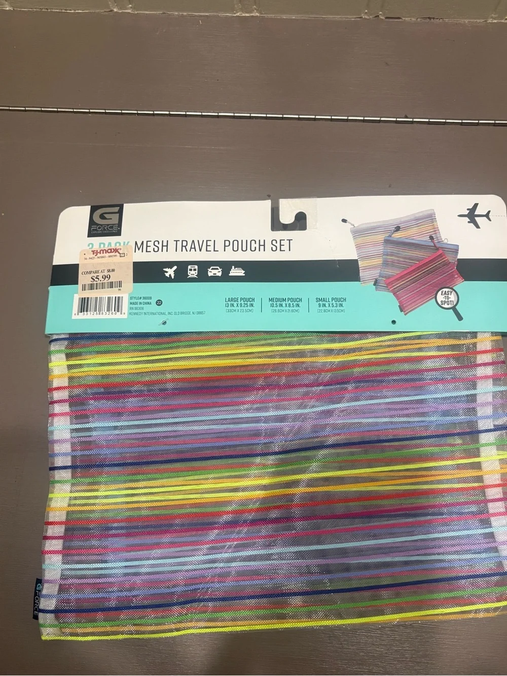 G/FORE Striped Mesh Travel Pouch Set - Pink, Blue, Green, Yellow